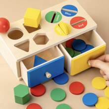 蒙特梭利几何形状分类盒、颜色识别教育认知匹配玩具、硬币收集学龄前学习工具