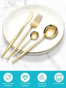 5/20/30pcs Stainless Steel Silverware Set Cutlery Set For Home Kitchen Restaurant Hotel Kitchen Utensils Set ,Kitchen,Christmas Gift - Multicolor - View 5