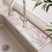 1 件水槽水龙头排水垫、餐桌垫、浴室硅藻泥吸水垫、家用台面防滑防霉垫、水槽边防滑厨房垫、天然卫生的厨房必备品，适用于家庭和厨房房间装饰，是您舒适的秋冬风格和圣诞装饰的一部分