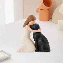 Add A Touch Of  To Your Home With Our Angel And Dog Sculpture Figurines - Available In Black Or Yellow, Size M