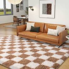 5x7 Feet Checkered Area Rugs For Living Room, Black And Pink Modern Shag Plaid Rug Washable Non-Slip Large Area Rug Super Soft Indoor Fuzzy Carpet Fluffy Rugs For Bedroom Home Aesthetic Decor