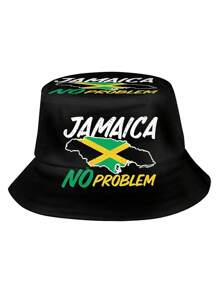 1 件女士/男士牙买加字母印花渔夫帽，时尚休闲百搭遮阳帽，适合户外运动、通勤、徒步旅行、钓鱼、海滩、情侣，适合日常使用 - A - 查看 3