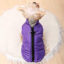 1 件秋冬加厚狗狗衣服，保暖棉背心，纯色宠物风衣外套，适合小型犬和猫，室内外使用
