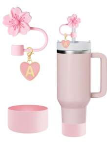 2 件/1 套心形和字母樱花吸管帽、白色杯形字母标记和硅胶樱花可重复使用吸管帽（适用于 10 毫米宽吸管）、可爱字母装饰（适用于现代简约玻璃杯）、母亲节礼物 - 白色 - 查看 10