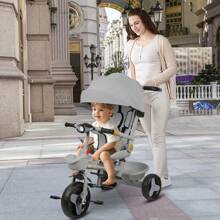 Triciclo per bambini Con luce e musica Seduta avvolgente Si può stare seduti o sdraiati Simile a un passeggino a 4 ruote Protezione rimovibile Portabicchieri