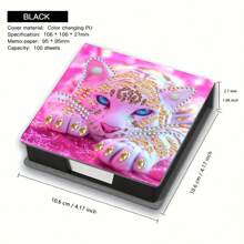 DIY 5D 钻石画套装 - 猫头鹰图案笔记本和便条盒 - 独特的手工礼物，钻石艺术套装，不对称形状，适合办公室和家庭办公桌的独特手工礼物 - 彩色 - 查看 9