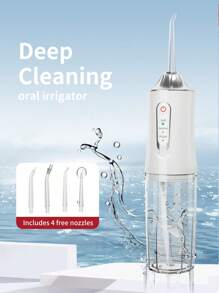 Rechargeable Portable Handheld Cordless Tooth Cleaner, Electric Water Flosser Oral Irrigator With 3 Modes And 4 Nozzles For Home Oral Care, Power Dental Flossers For Home Oral Care Multi-Color Festivals Gift Options