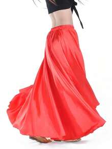 肚皮舞裙，高开衩喇叭裙，闪亮表演派对裙，性感开衩裙 - 彩色 - 查看 27