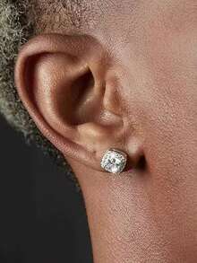 6 قطع/2 قطع أقراط مكعبات زركونيا مطلية بالفضة عيار 925 بتصميم هيب هوب بسيط دائري ومربع للرجال للارتداء اليومي في فصل الشتاء وأعياد الميلاد أقراط للأزواج