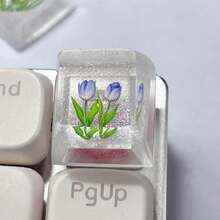 1pc Resin Personalized Original Design Beautiful Tulip Keycaps, Cross-Axis Interstellar Cutsom Keycaps, Cherry MX Keycaps Mechanical Keyboard Valentine's Day Gift - Multicolor - View 11