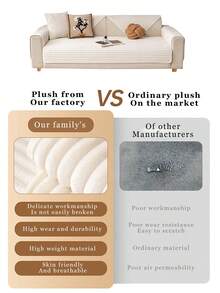 1 件毛绒纯色沙发套，温暖舒适的沙发保护垫，适用于卧室、办公室、客厅。厚实柔软，保暖防污，适合养宠物的家庭，可机洗，适合 1/2/3/4 人座沙发 - 米色 - 查看 4