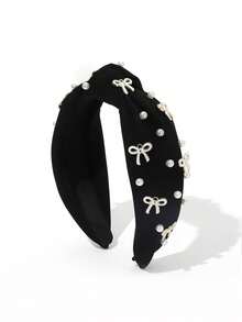 1 件甜美可爱的仿珍珠滴油蝴蝶结发带青少年，Y2K 风格蝴蝶结发饰，适合日常佩戴和婚礼，可爱的发带 - 彩色 - 查看 7