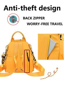 马卡龙色尼龙双肩包，女士钱包，多功能时尚日用包，多口袋轻便旅行包，大容量简约书包，便捷书包，适合学生、护士、教师、商务人士、旅行度假、商务出行、日常通勤、购物、办公、约会、徒步、训练、工作、生日礼物、节日礼物、背包