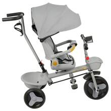 Triciclo per bambini Con luce e musica Seduta avvolgente Si può stare seduti o sdraiati Simile a un passeggino a 4 ruote Protezione rimovibile Portabicchieri