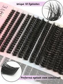 560pcs 80D Mix Cluster Eyelash, 0.07mm Thickness, D Curl, 8mm-16mm Mix Length, Natural Style Russian Flat Dense Fluffy Handmade Mink Eyelash Cluster For Halloween Theatrical Makeup, Festival Makeup, Christmas Makeup, Beginner Essential - DD - 查看 5