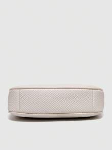 2025 New Fashion Classic Versatile Letter Graphic Design Solid Color PU Leather Crescent Shoulder/Underarm Bag, Y2K Shoulder/Underarm Bag, Suitable For Shopping, Can Be Worn Crossbody - White - View 5