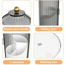 Makeup Brush Holder Organizer With Lid,360 Rotating Dustproof Makeup Brushe Organizer Boxes Vanity Desktop Bathroom Countertop Vanitydresser2025