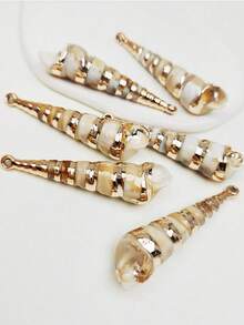 30/15/5件波西米亚海滩休闲度假风金边亚克力贝壳海螺饰品吊坠，扇贝吊坠，夏季DIY饰品制作装饰配件，项链耳环脚链手机链钥匙扣套装 - 海洋生物吊墜 - 查看 2