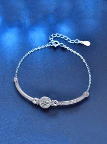 1 件奢华 925 银手链，镶有 1 克拉莫桑石，适合女性日常佩戴、通勤、派对、度假、生日、情人节、母亲节、结婚纪念日、圣诞节珠宝礼物