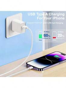 5PCS/3PCS/1pc 3.3Ft/6.6Ft Compatible With IPhone Fast-Charging Cable, 2.4 A High-Speed Charging Cord Compatible With Apple Compatible With IPhone 14/13/12/12 Pro/Max/12 Mini/11/11 Pro/XS/Max/XR/X/8/8 Plus/IPad - White - View 5