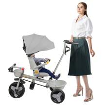 Triciclo per bambini Con luce e musica Seduta avvolgente Si può stare seduti o sdraiati Simile a un passeggino a 4 ruote Protezione rimovibile Portabicchieri