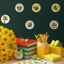 600 Pieces Bee Stickers Cute Yellow Bumble Honey Bee Stickers Round Bee Label Decals For Kids Birthday Baby Shower Teacher Reward Bee Theme Party Classroom Decoration, 1.2 Inch - 1 - View 5