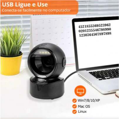 Leitor De Código Barras Qr Fixo Mesa 1d 2d Usb Cor Preto 5v