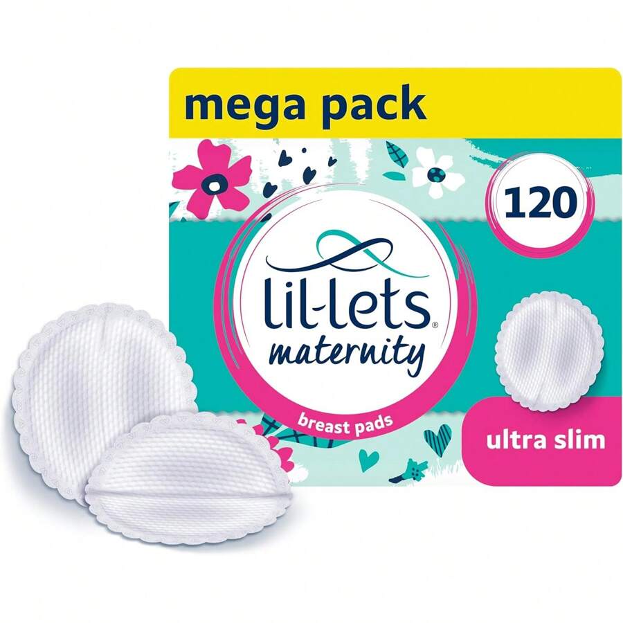 Lil-Lets Maternity Breast Pads, X 120 Count, Disposable Nursing Pads, For Breastfeeding Mums, Individually Wrapped, Ultra Slim & Absorbent Nipple Pads, 4 Packs Of 30 Pads, All Breast Sizes