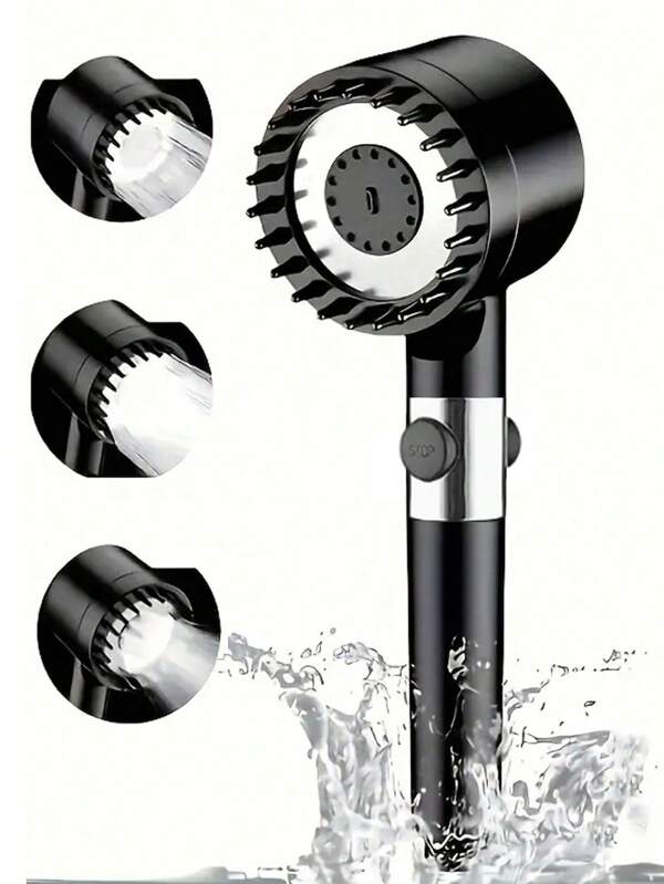 1pc High Pressure Massage Function Shower Head, 3-Speed Booster Wall-Mounted Handheld Shower Sprayer, ABS Plastic, Suitable For Outdoor RV, Pet Bathing, Home Bathroom, Modern Bathroom, Summer Shower, Ideal Gift