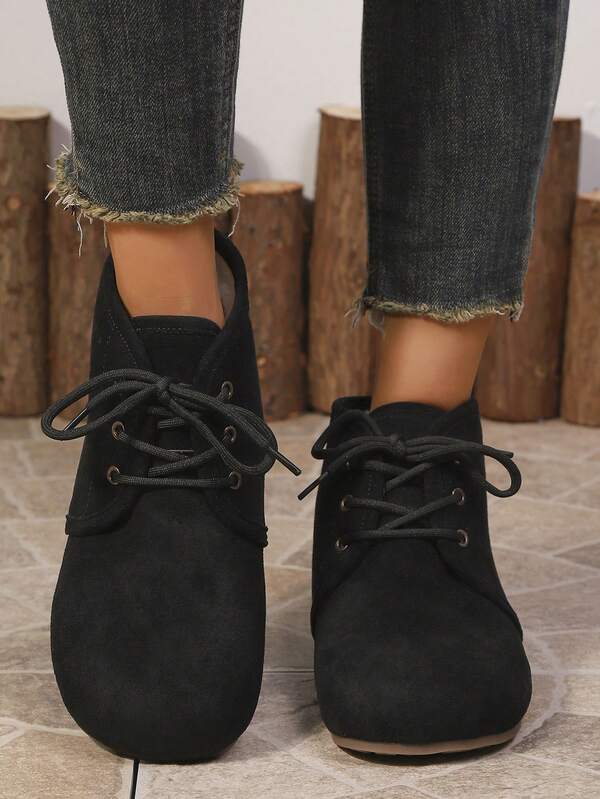 Winterwarme thermisch gefütterte Schnürstiefel im Vintage-Stil, bohemian-style weiche thermisch gefütterte Hausschuhe