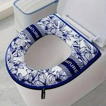 Vintage Style Toilet Seat Cover, Featuring Durable Zipper For Secure Fit, Removable & Reusable, Thickened Universal Toilet Seat, Waterproof Zipper, Warm For Winter, Breathable Bathroom Accessory, Suitable For Home, Hotel, Mother's Day And Other Holidays, Random Thickness Styles - Multicolor - View 18