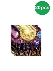 10 piezas Platos, servilletas y vasos de fiesta disco de los 70s, decoración de fiesta de cumpleaños con tema de baile disco de los 80s y 90s, juego de vajilla para fiestas de cumpleaños con amigos, fiestas festivas, decoraciones de cumpleaños