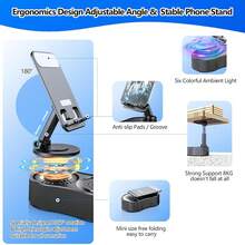 Wireless InductionAudio Bluetooth Speaker 5in1Phone Holder Emergency Rechargeable(3000mAh) With Colorful Ambient Light 300°Foldable For Tablet Phone Android Phone Holderspeaker Stereo Charging - White - View 6