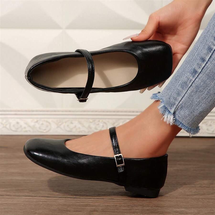 Womens Dressy Ballet Flats Square Toe Comfortable Casual Slip On Ballerina Flat Shoes - màu đen - Xem 1