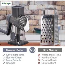 3-In-1 Rotary Food Processor - Manual Cheese Grater & Vegetable Slicer Set With Interchangeable Blades, Professional Grade For Kitchen/Restaurant, Effortless Shredding For Hard Cheese, Nuts, Chocolate Blocks - Dark Grey TSP - View 2