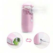1pcs USB Portable Handheld Nebulizer - Rechargeable Mesh Nebulizer, Hand-Held Electric Nebulizer For Breathing Support, A Gift For Mom, White Stainless Steel USB Nebulizer. - Pink - View 5