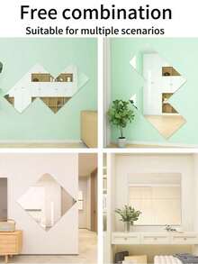 1 套现代简约亚克力墙贴装饰，尺寸多样，自粘，易于安装。#订购前请确保镜面墙贴的尺寸符合您的要求##