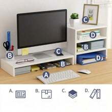 Computer Monitor Riser Stand, Office Desk Keyboard Storage Organizer Shelf, Desktop Pad - Multicolor - View 8