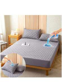 Cubre Colchón Impermeable Con Funda De Almohada QUEEN SIZE - Gris - Ver 1