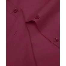 Siliteelon Short Sleeve Button Dress Shirts For Women Cotton Button Down Shirts For Women Slim Fit Blouse Top 3/4 Sleeve - 酒紅色 - 查看 3