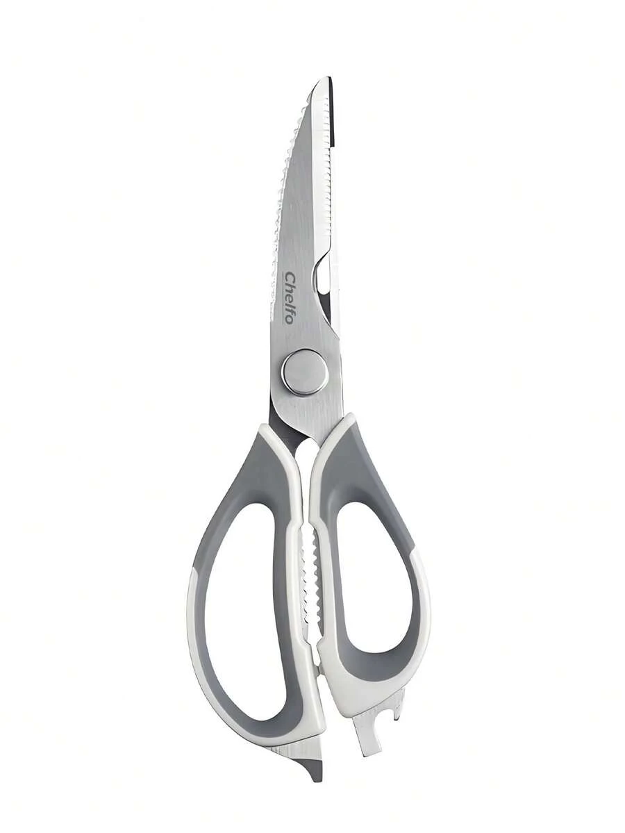 [Tijeras de Cocina Profesionales]Tijeras Multifunción de Acero Inoxidable - Corte Potente para Pollo, Carne y Verduras - Diseño Ergonómico Antideslizante - Ideal para Hogar y Parrillas - Incluye Funda Protectora (Color Plata Clásico)​ - Color acero inoxidable - Ver 1