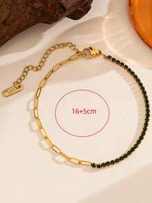 1 szt. Casual Ins 2025 Nowa 18-karatowa złota bransoletka ze stali nierdzewnej o wysokiej ochronie, kolorowa, kryształowa, odpowiednia do codziennego noszenia przez kobiety, uniwersalna, wodoodporna biżuteria, prezent na Walentynki (bez pudełka prezentowego) - Bransoletka z kryształkami - Zobacz 10