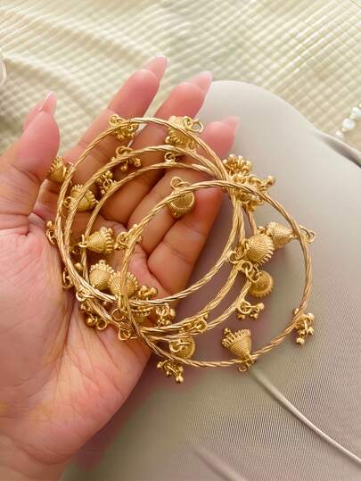 2 件女士 CCB 珠子和合金铃铛手链，适合日常佩戴