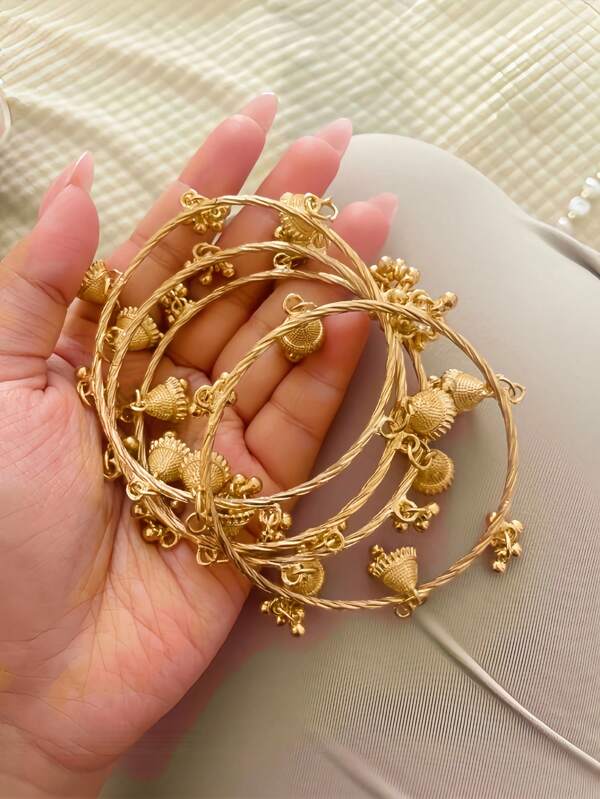 2pcs Women's CCB Beads & Alloy Bells Bracelet, Suitable For Daily Wear