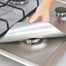 6pcs Premium Reusable Gas Range Stovetop Burner Protector Pad Liner Cover - Extra Thick 0.15mm For Cleaning Kitchen Tools - 6PCS-Bạc - Xem 2