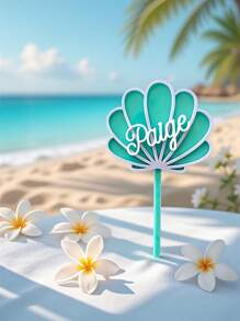 1 PC Personalized Birthday Party Cake Toppers, Customized Name LOGG Party Cake Decorations, Custom Seashell Acrylic Cake Toppers,Suitable For Wedding, Anniversary Cakes,Mermaid Birthday Cake Toppers, Mermaid Theme, Multi-Purpose, Anti-Mold, Delicate Decoration