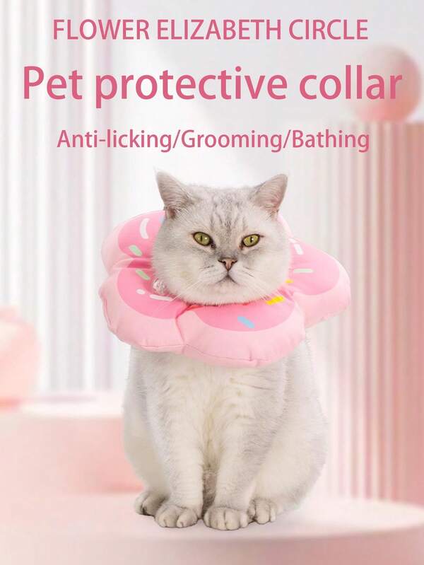Soft Donut-Shaped Pet Recovery Collar For Cats And Small Dogs - Colorful Sprinkle Design, Comfortable & Prevent Licking/Scratching, Multiple Vibrant Colors (Pink, Yellow), Pet Safety Gear | Playful Pet Accessory | Comfortable Pet Collar