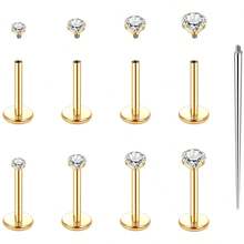 9Pcs Sets 16G Golden Labret Jewelry Internally Threaded Lip Nose Piercing Studs Medusa Ashely Piercing Jewelry Tragus Earring Studs