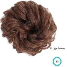4 Icnh 凌乱发髻发片卷发大发髻发圈浅棕色混合自然金色合成凌乱发髻发片适合女性女孩 - 彩色 - 查看 29