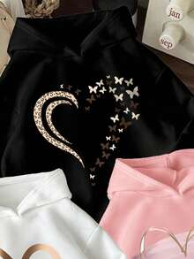 Set de 3 sudaderas con capucha cálidas con estampado de corazón para niños pequeños - Multicolor - Ver 4